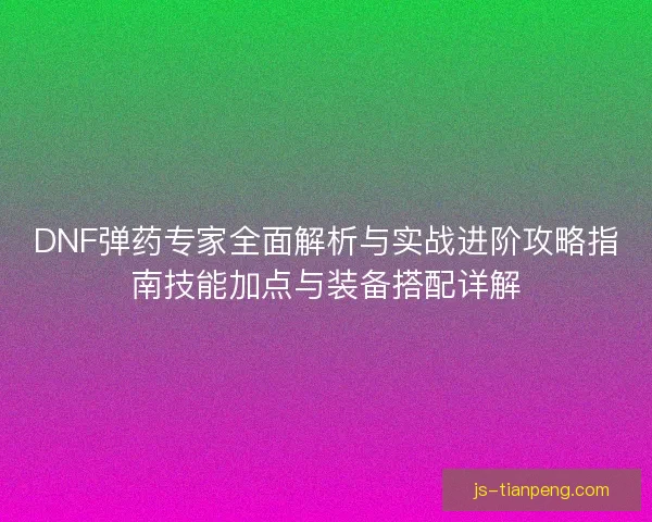 DNF弹药专家全面解析与实战进阶攻略指南技能加点与装备搭配详解