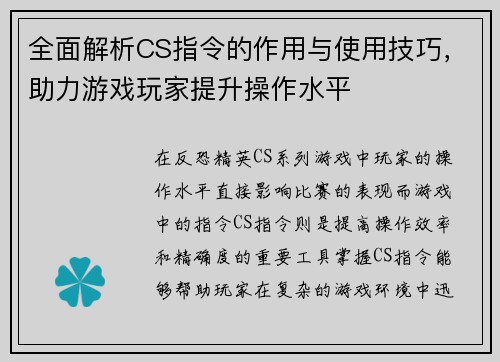 全面解析CS指令的作用与使用技巧，助力游戏玩家提升操作水平